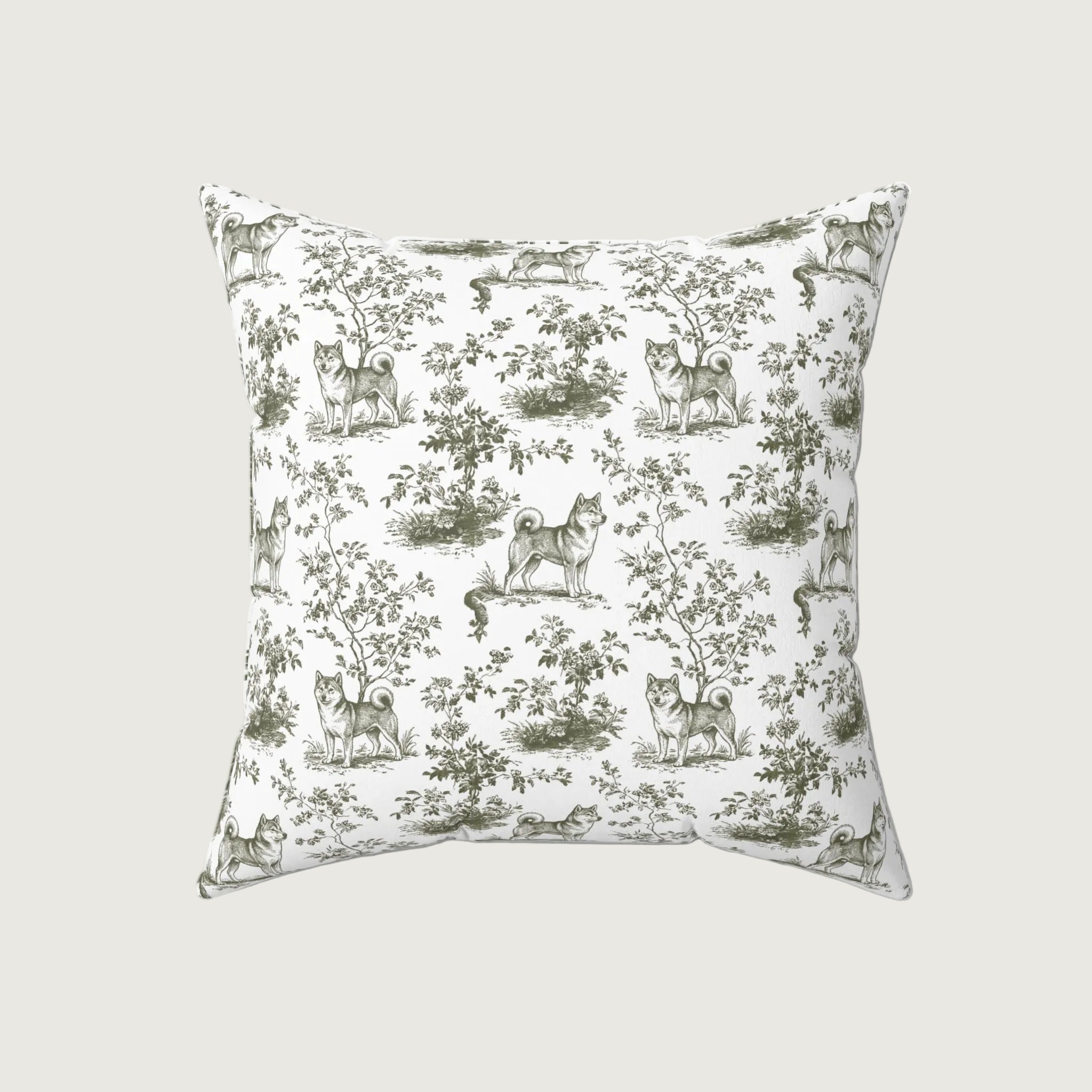 Dog Sage Green French Toile Pillow