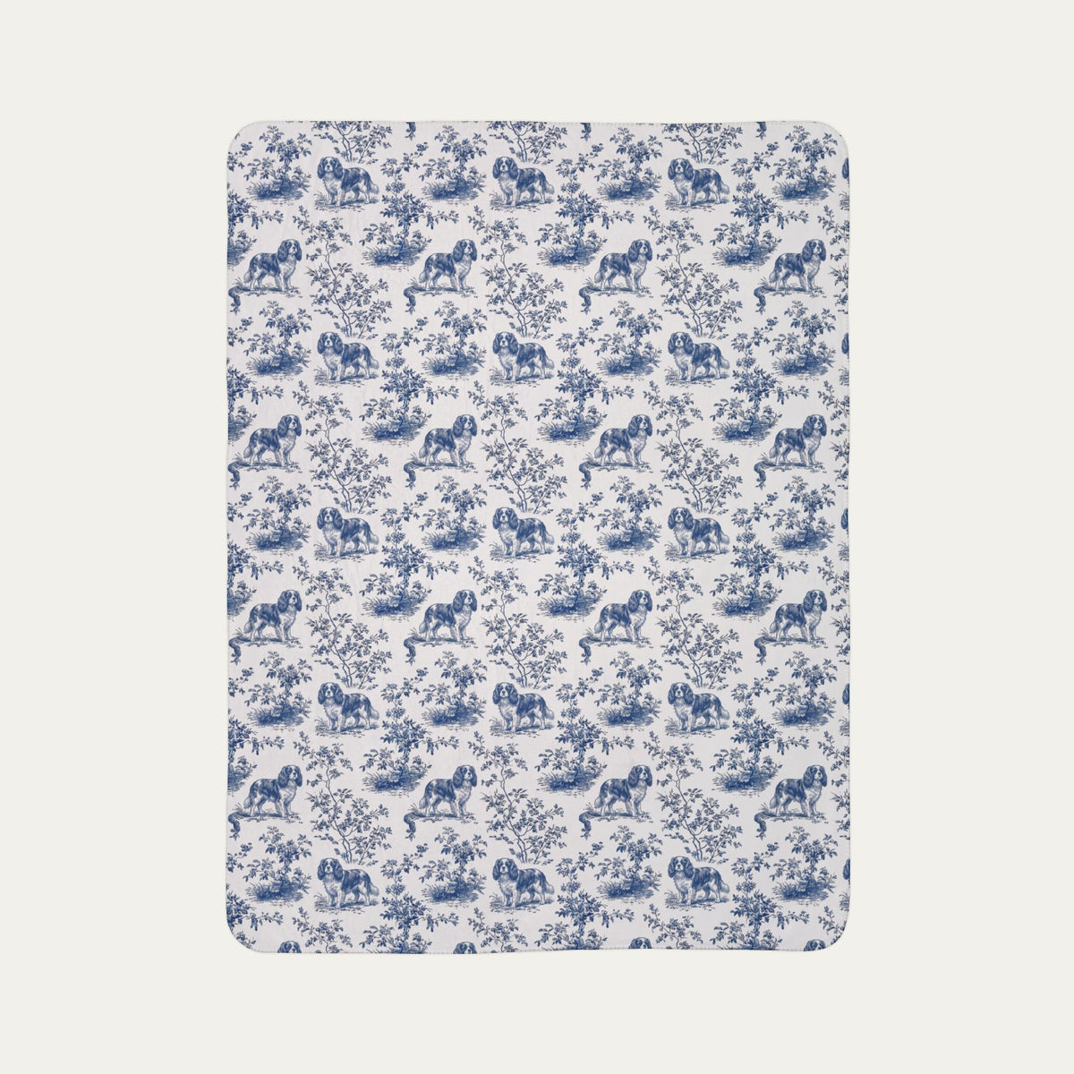 Cavalier Spaniel Toile De Jouy Fleece Blanket