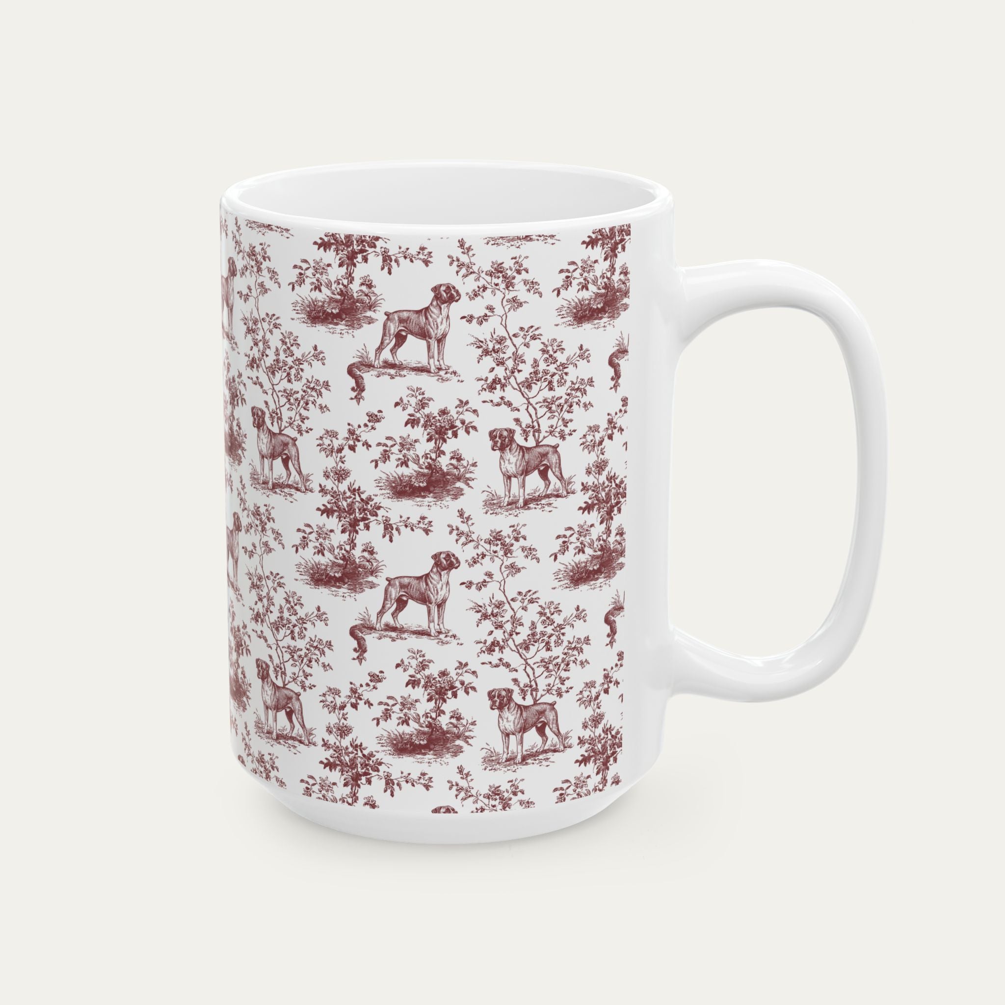 Boxer Burgundy Toile Mug