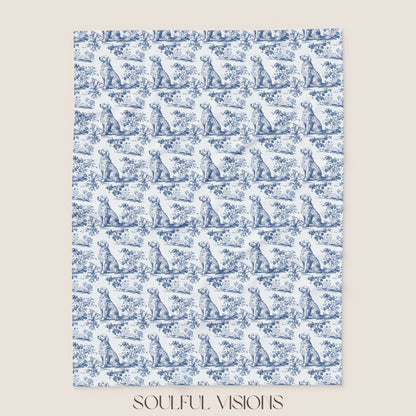 Golden Retriever French Toile De Jouy Blanket