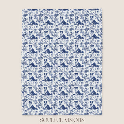 Australian Shepherd French Toile De Jouy Blanket