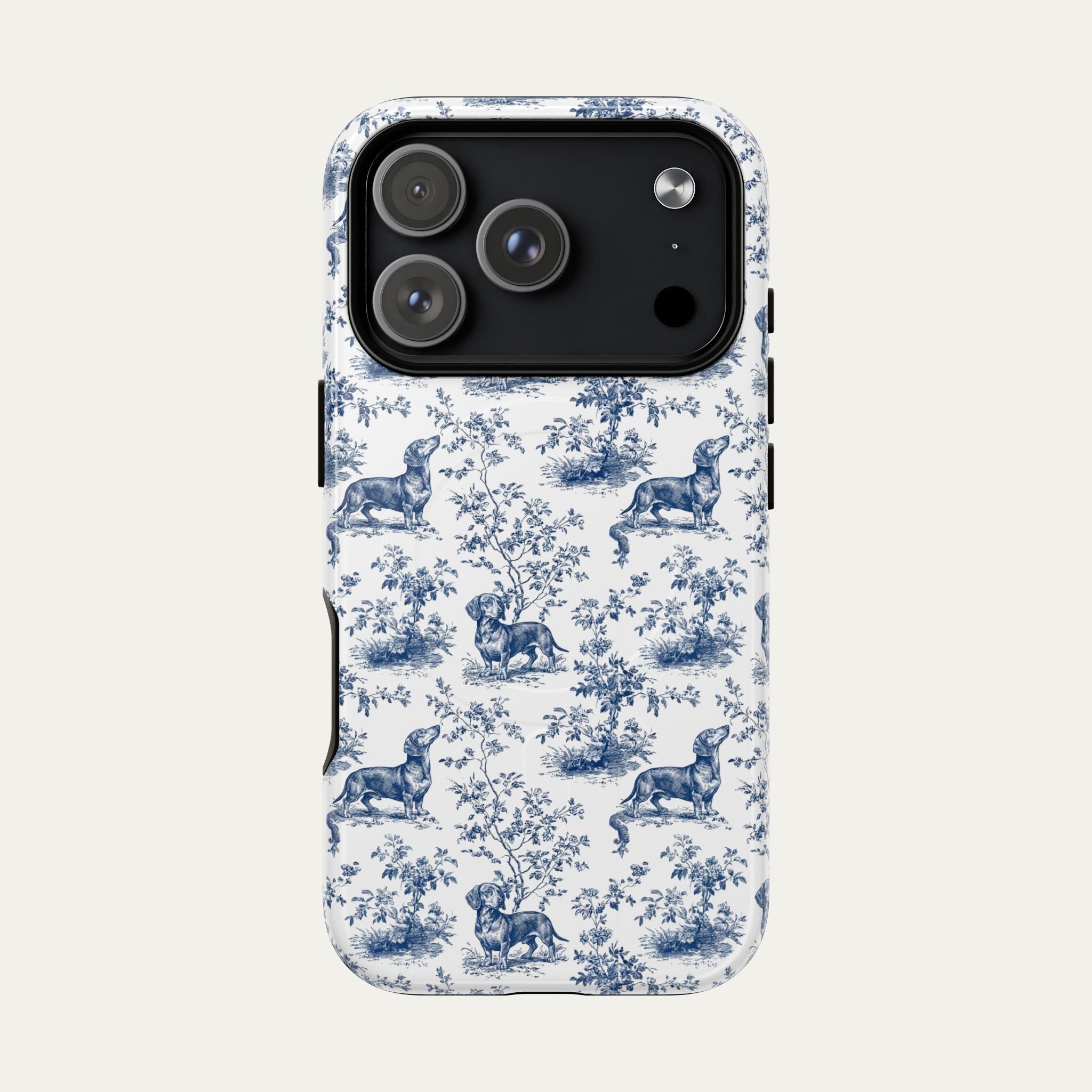 Dachshund Shorthaired Blue Toile Phone case