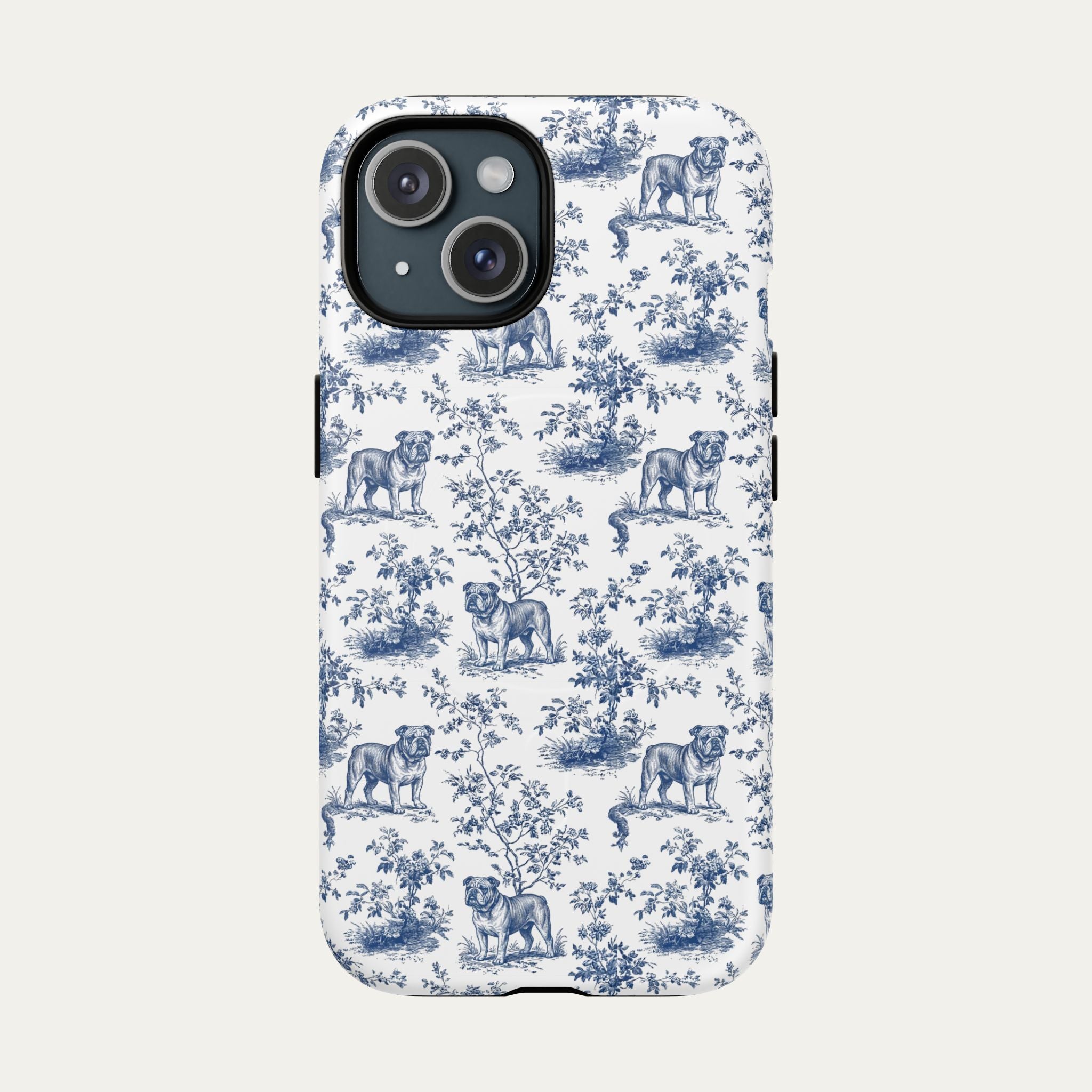 English Bulldog Blue Toile Phone case