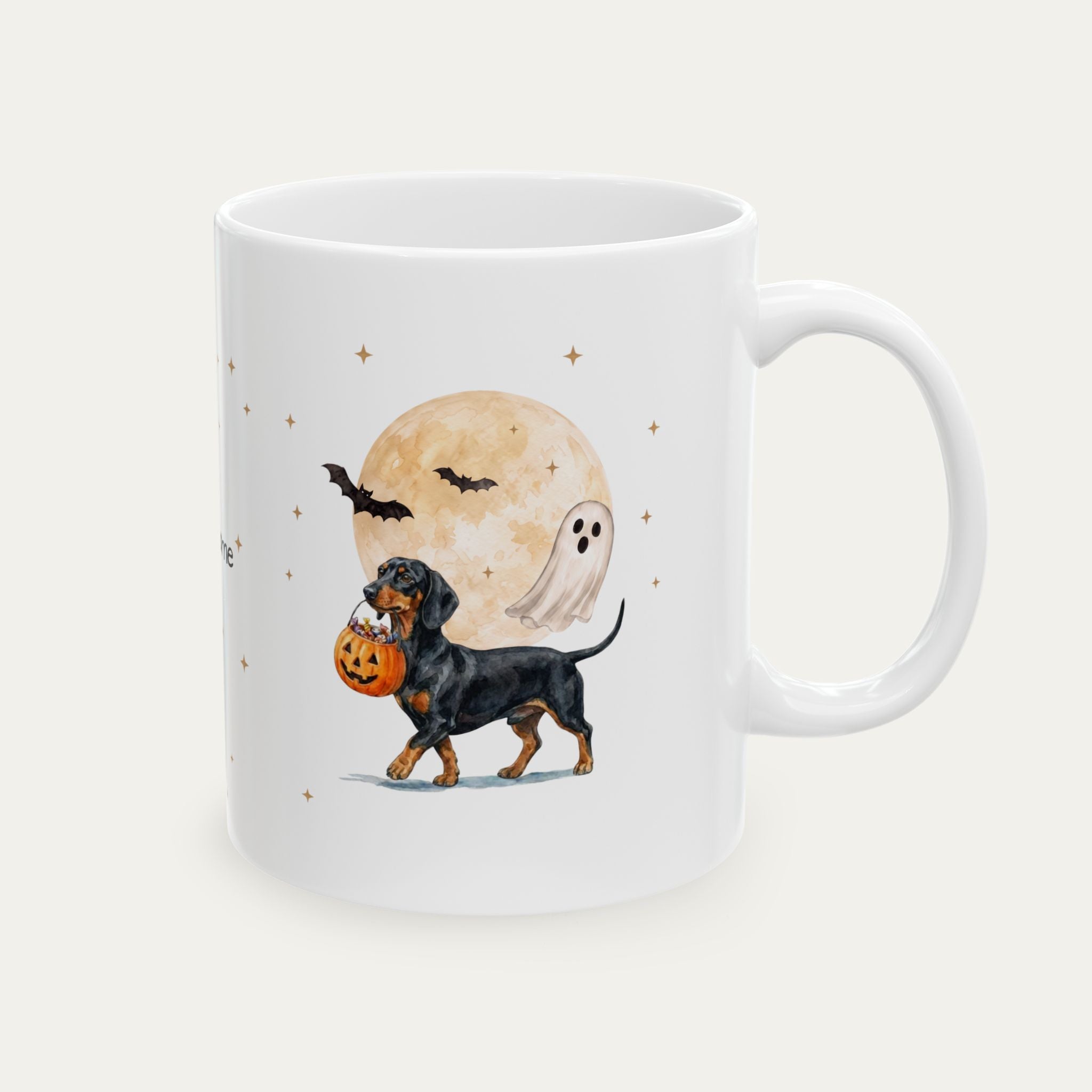Custom Dachshund SH Black and Tan Halloween mug