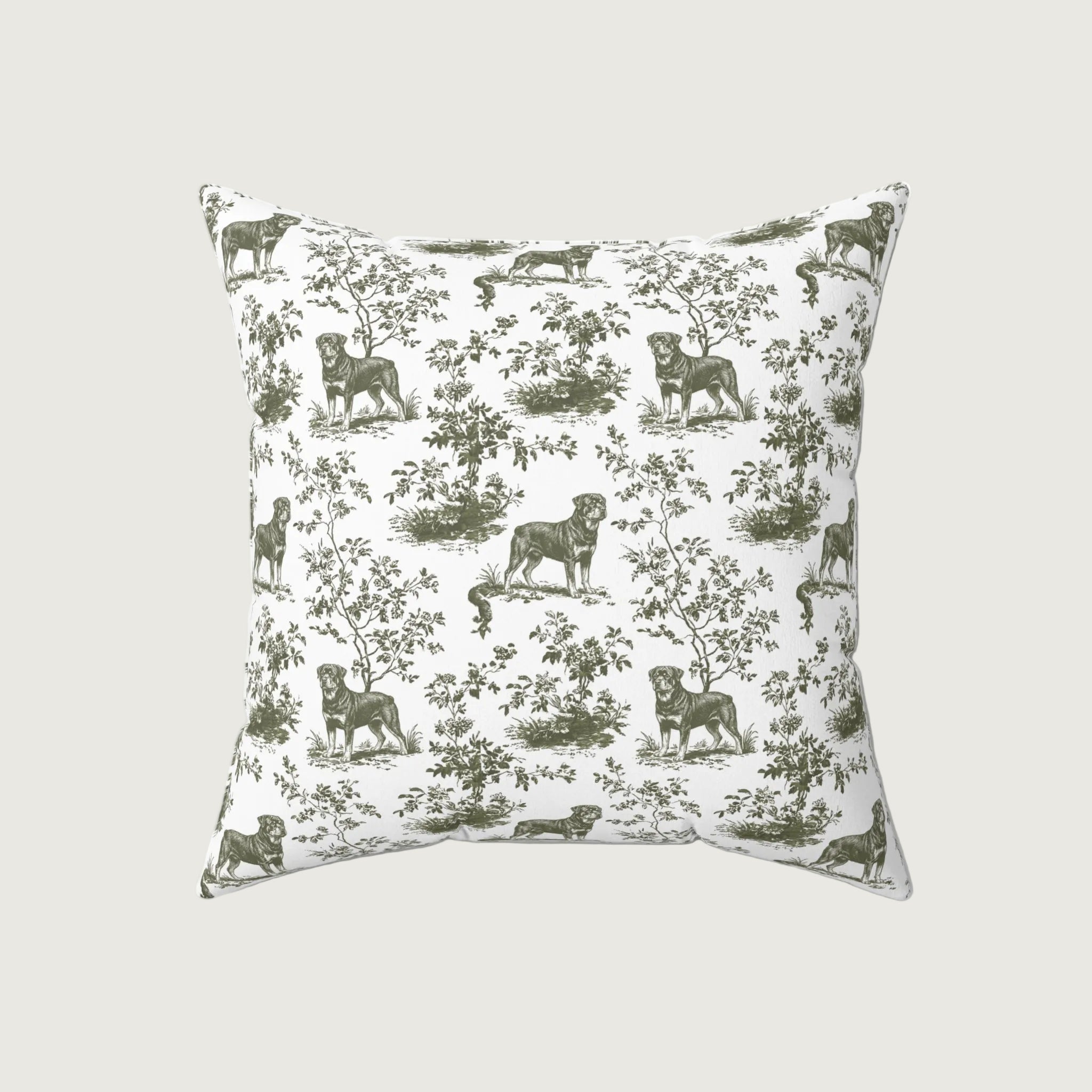 Dog Sage Green French Toile Pillow