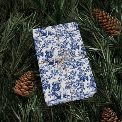 English Bulldog French Toile De Jouy Wrapping Paper