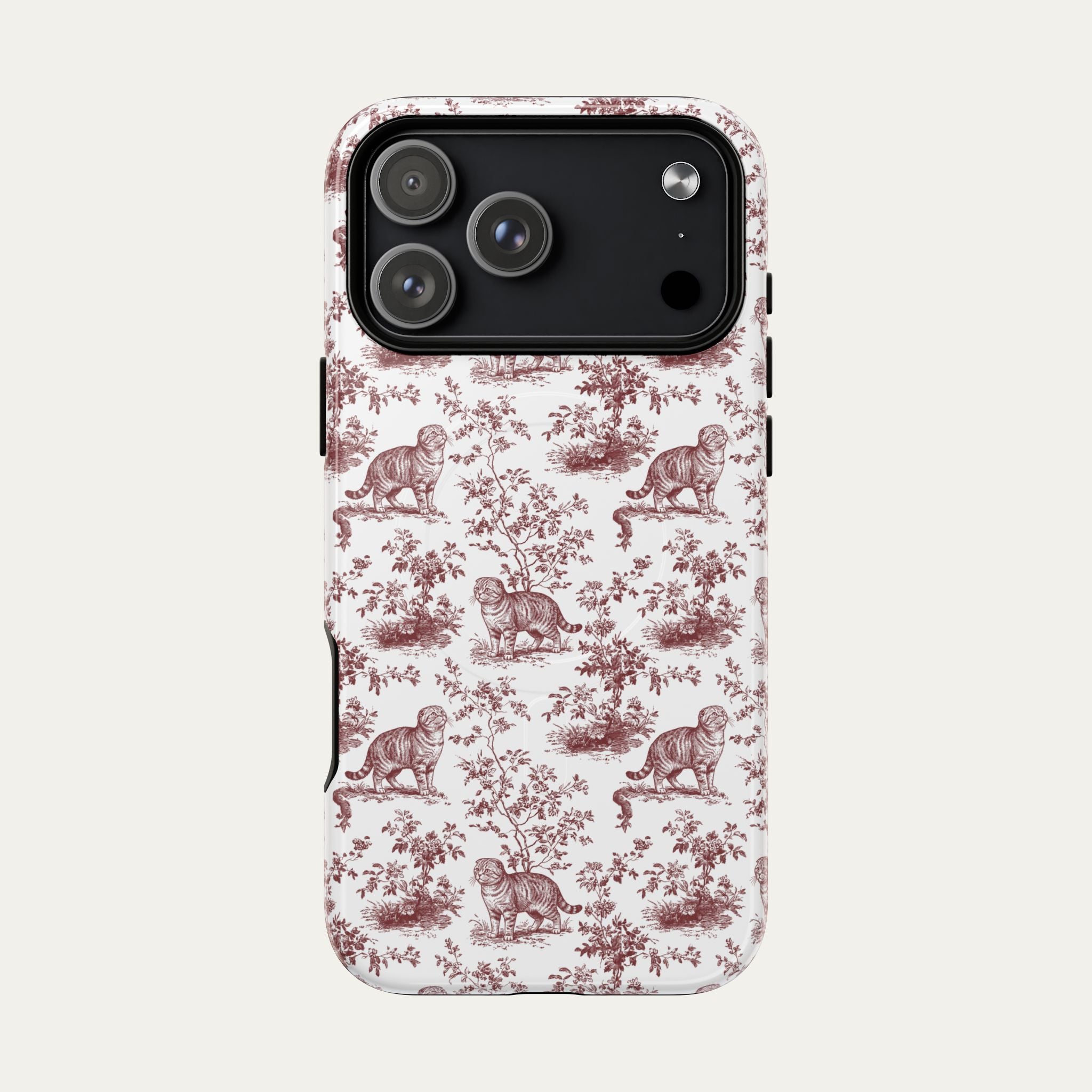 Scottish Fold Cat Burgundy Toile phone Case