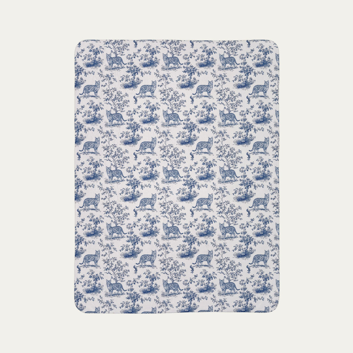 Bengal Cat Toile De Jouy Fleece Blanket