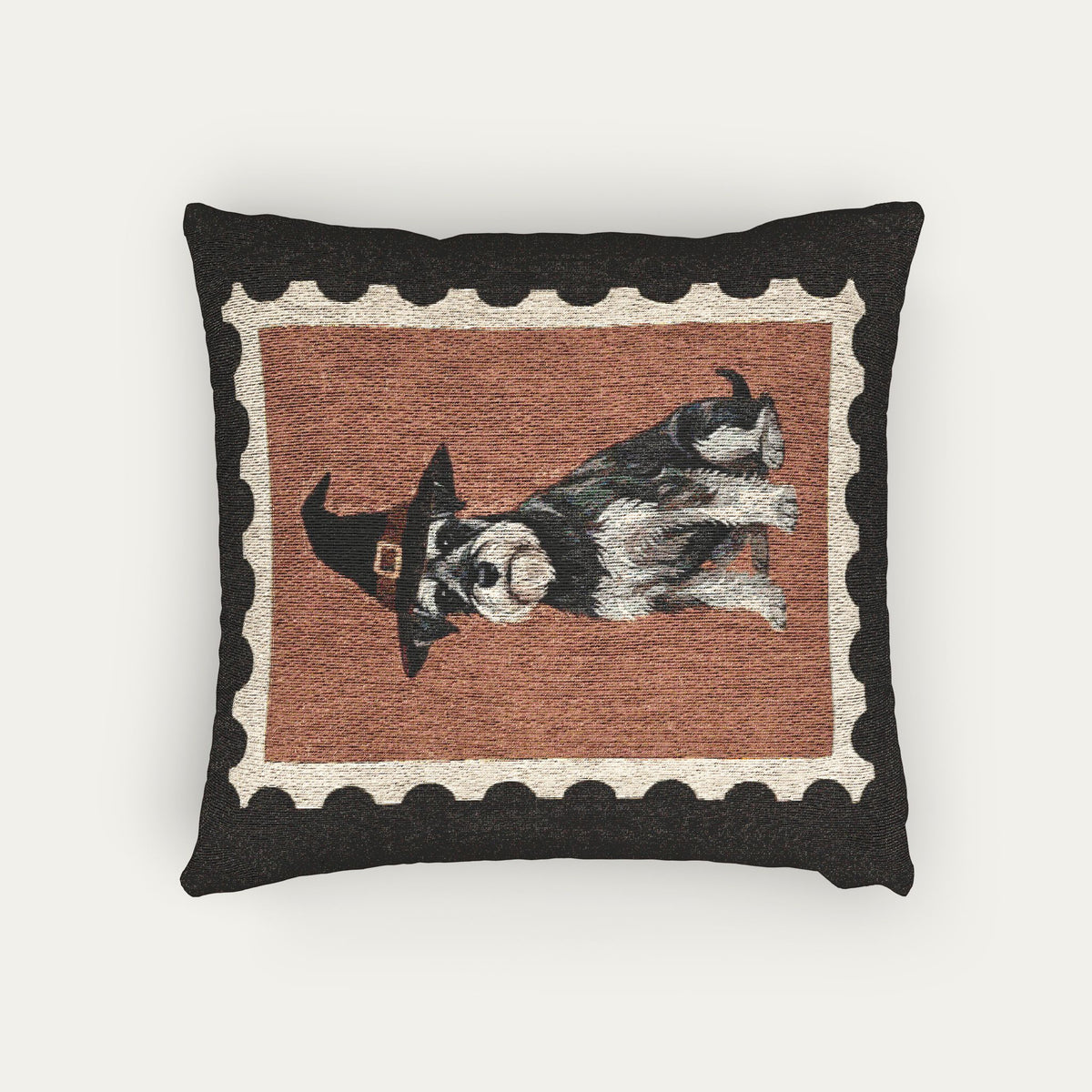 Schnauzer Halloween Woven Pillow