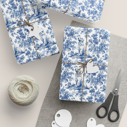 Golden Retriever French Toile De Jouy Wrapping Paper