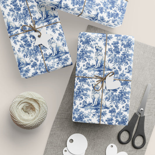 Golden Retriever French Toile De Jouy Wrapping Paper