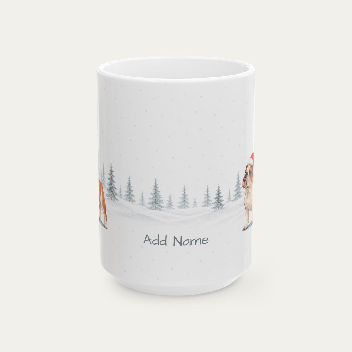 Custom English Bulldog Red and White Christmas Santa Hat Mug