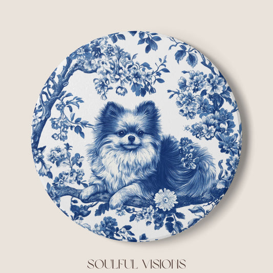 Pomeranian Ceramic Coaster French Toile