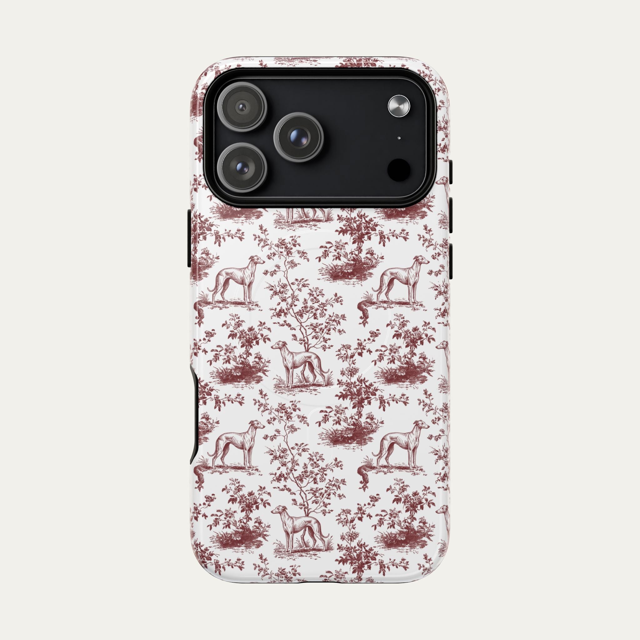 Whippet Burgundy Toile phone Case