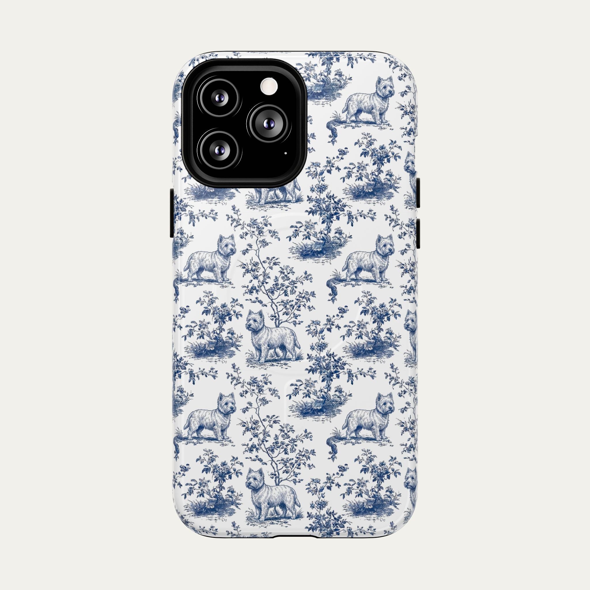 Westie Blue Toile Phone case