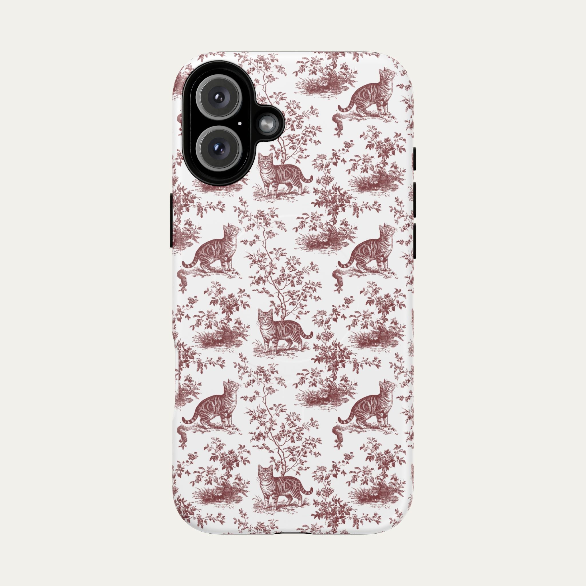 Tabby Cat Burgundy Toile phone Case