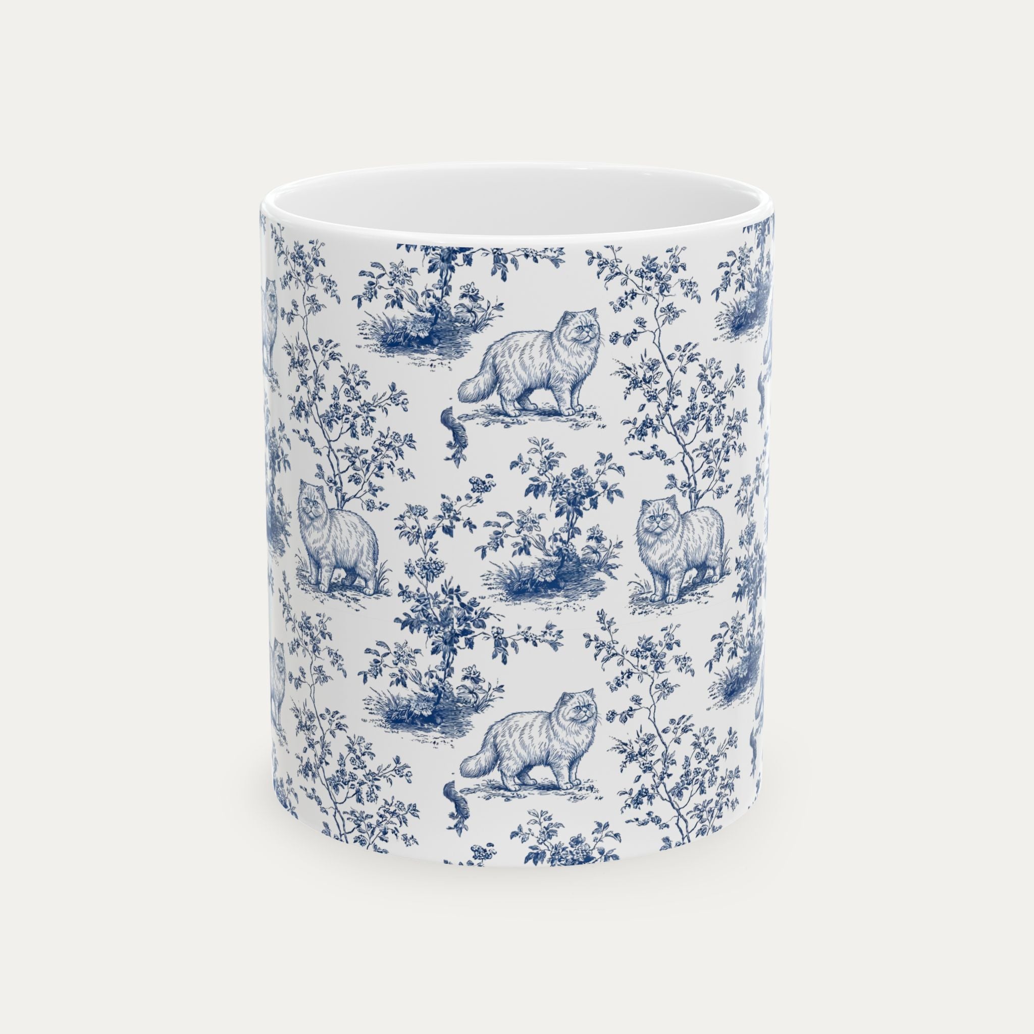 Persian Cat Blue Toile  Mug