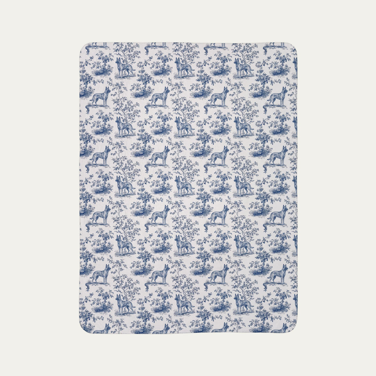 Belgian Malinois Toile De Jouy Fleece Blanket