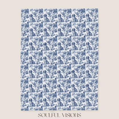 Boykin Spaniel French Toile De Jouy Blanket