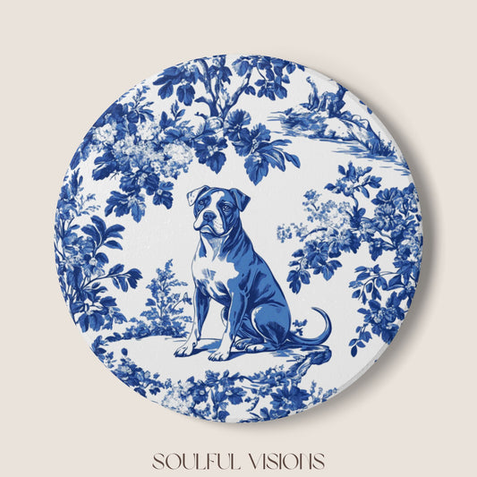 Pitbull Ceramic Coaster French Toile