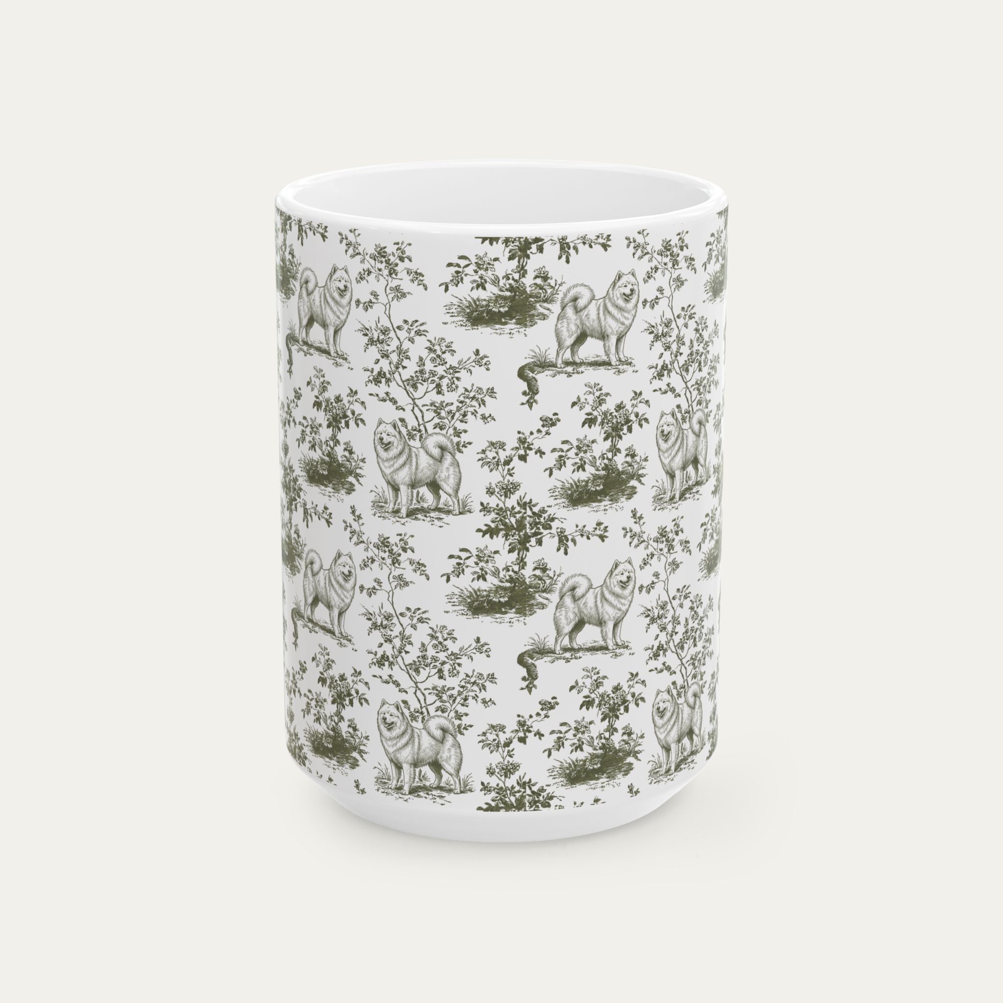 Samoyed Sage Green Toile Mug