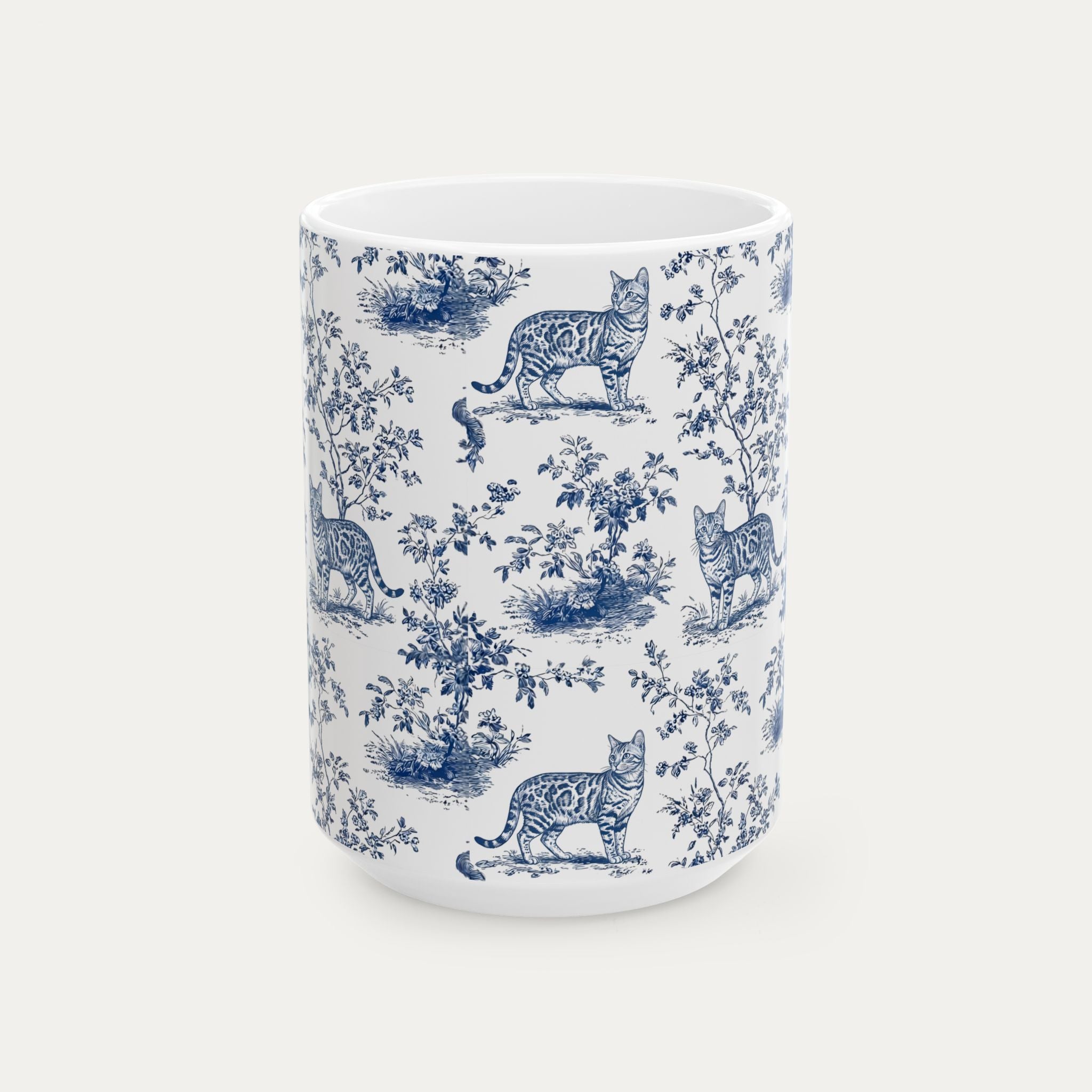 Bengal Cat Blue Toile Mug