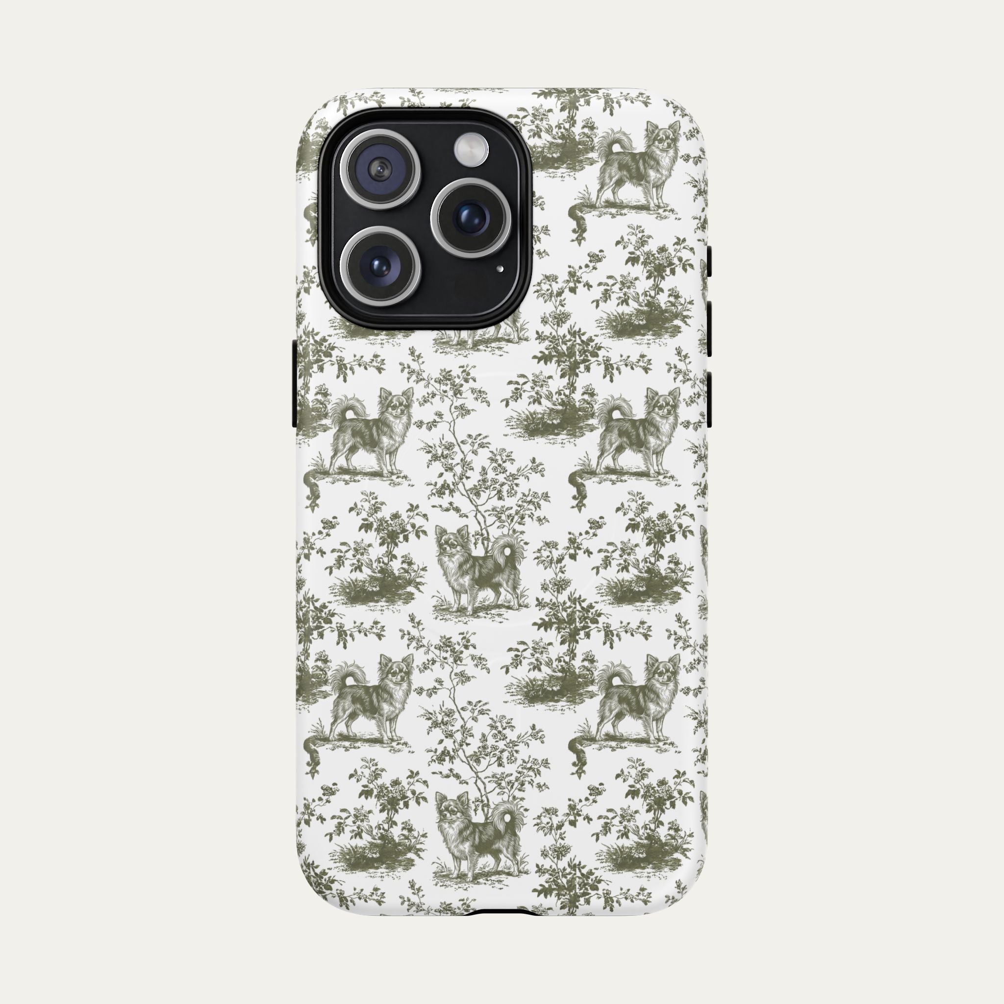 Chihuahua Longhaired Sage Green Toile phone Case