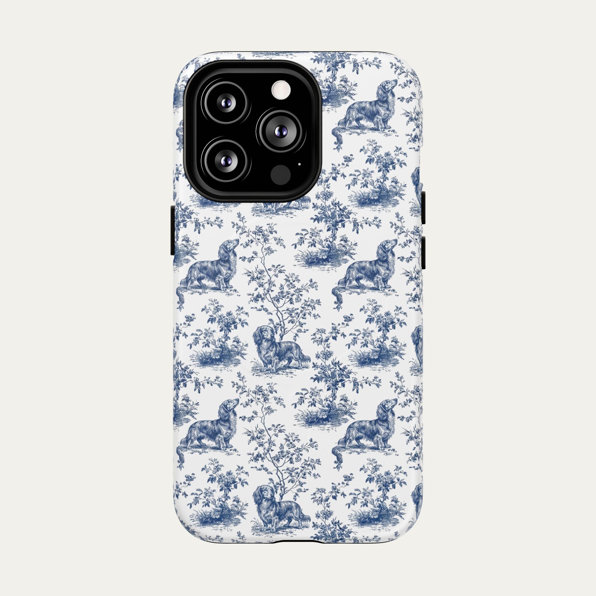 Dachshund Longhaired Blue Toile Phone case