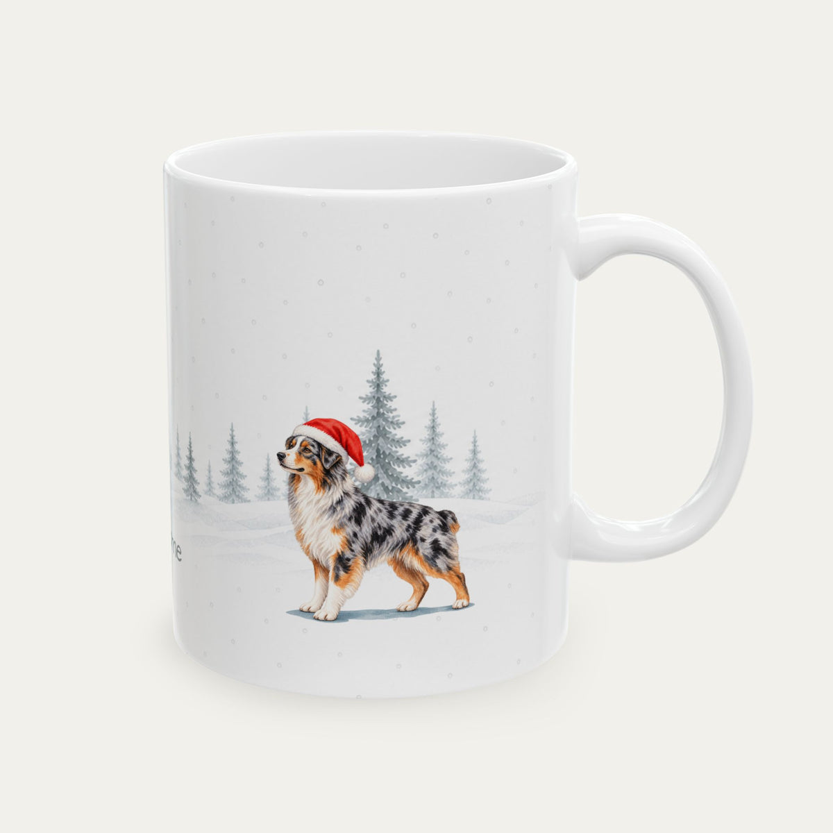 Custom Australian Shepherd Blue Merle Christmas Santa Hat Mug