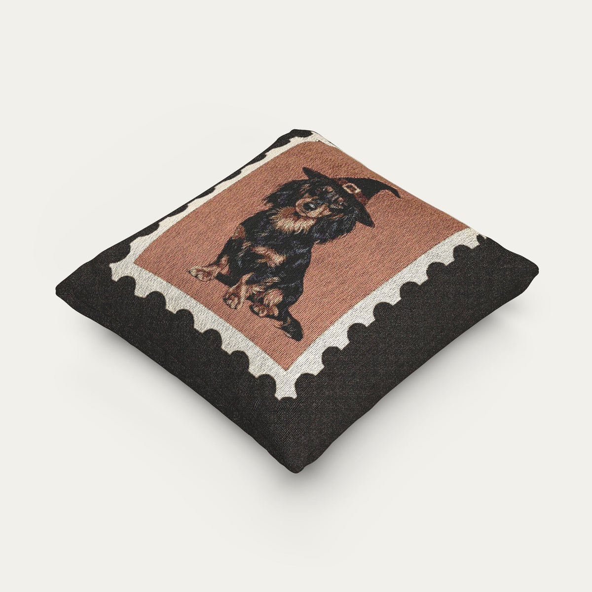Dachshund LH Black and Tan Halloween Woven Pillow