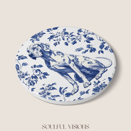 Great Dane Ceramic Coaster French Blue Toile