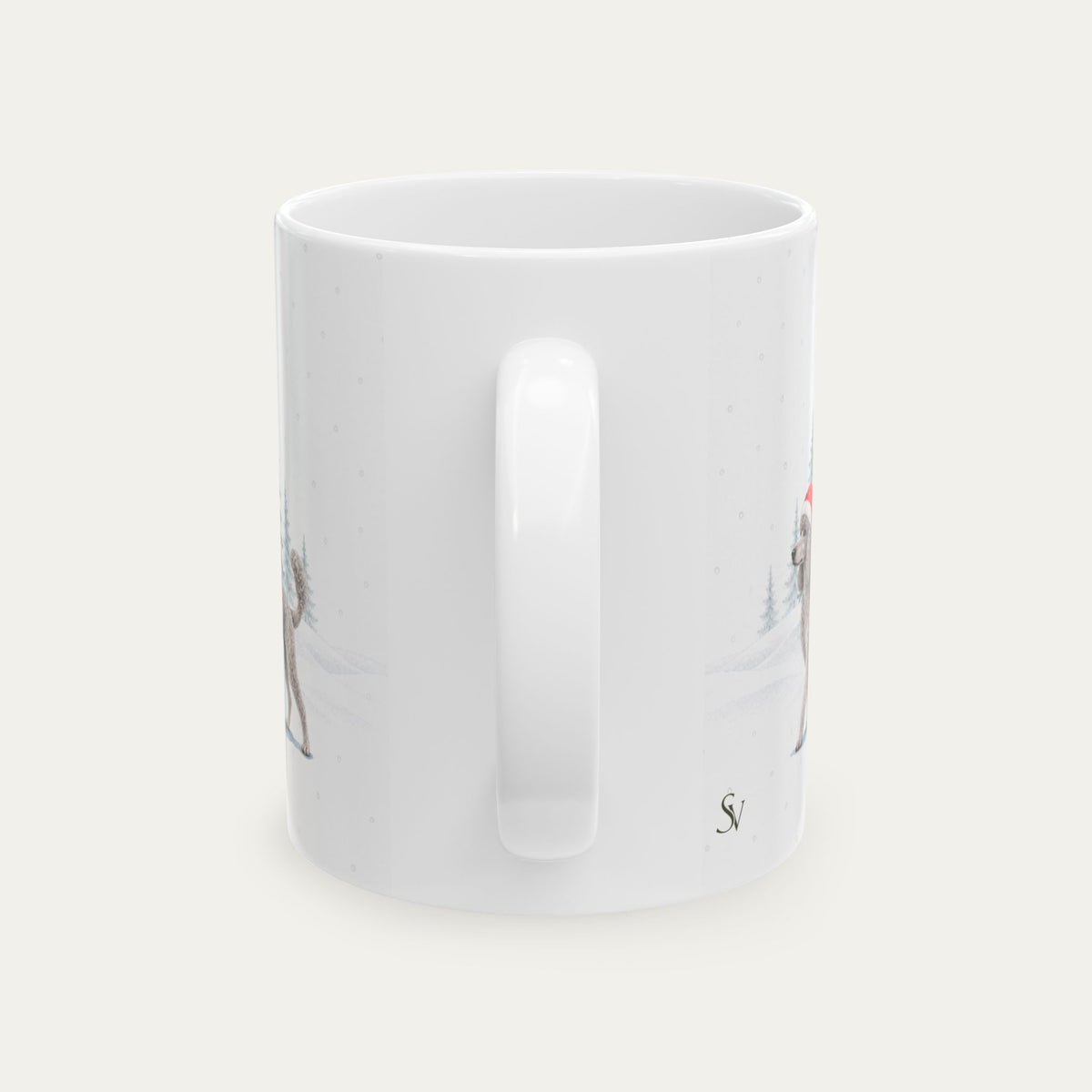 Custom Poodle Silver  Black Christmas Santa Hat Mug