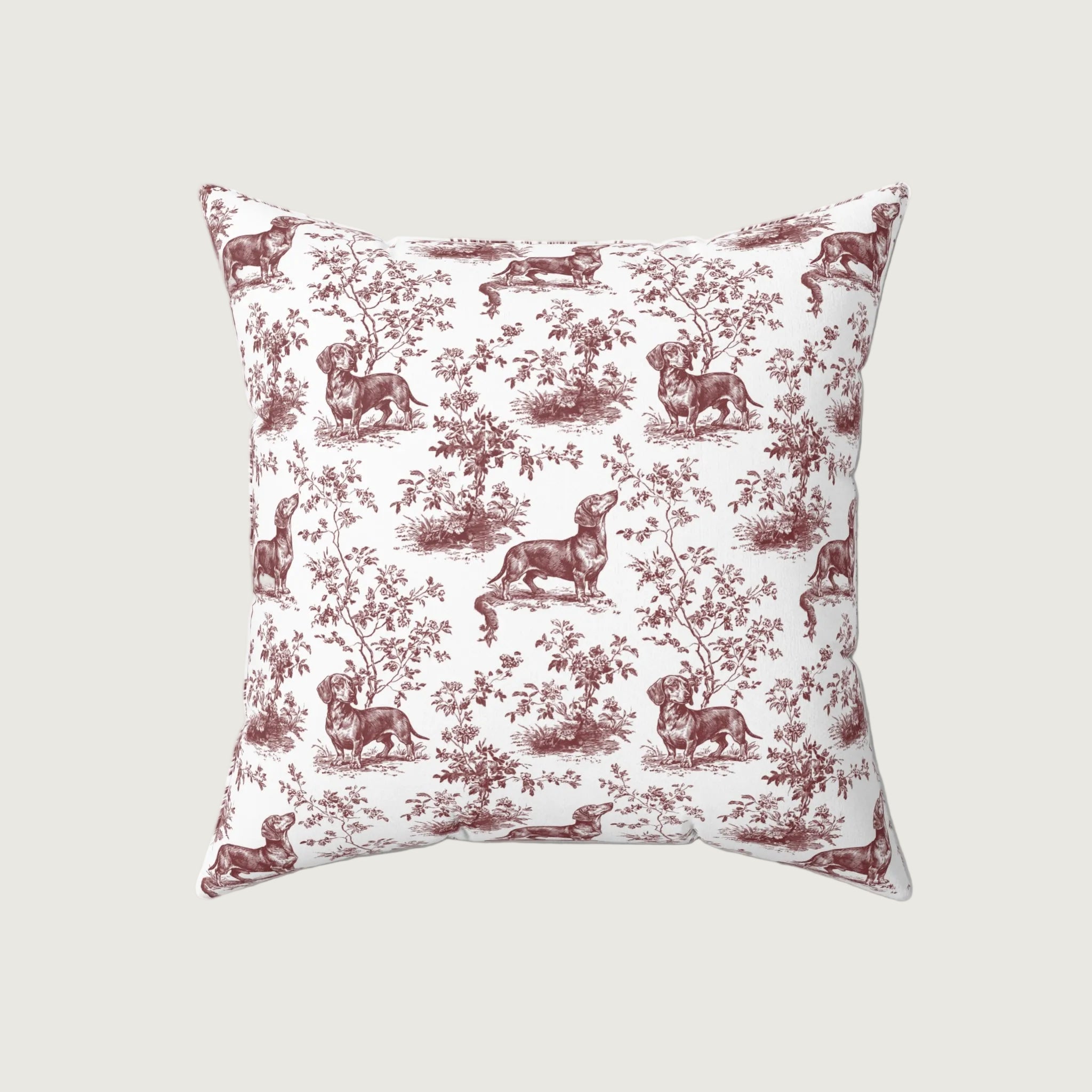 Dog Burgundy French Toile Pillow