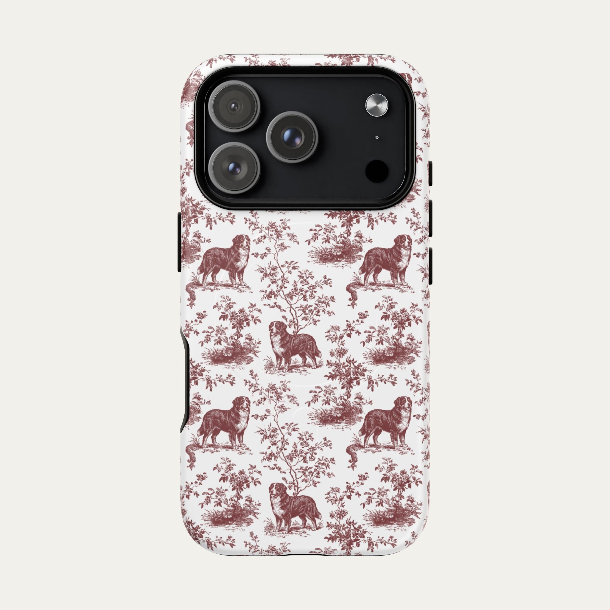 Bernese Mountain Burgundy Toile phone Case