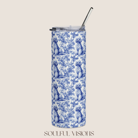 Poodle Stainless Steel Tumbler With Straw, 20oz
