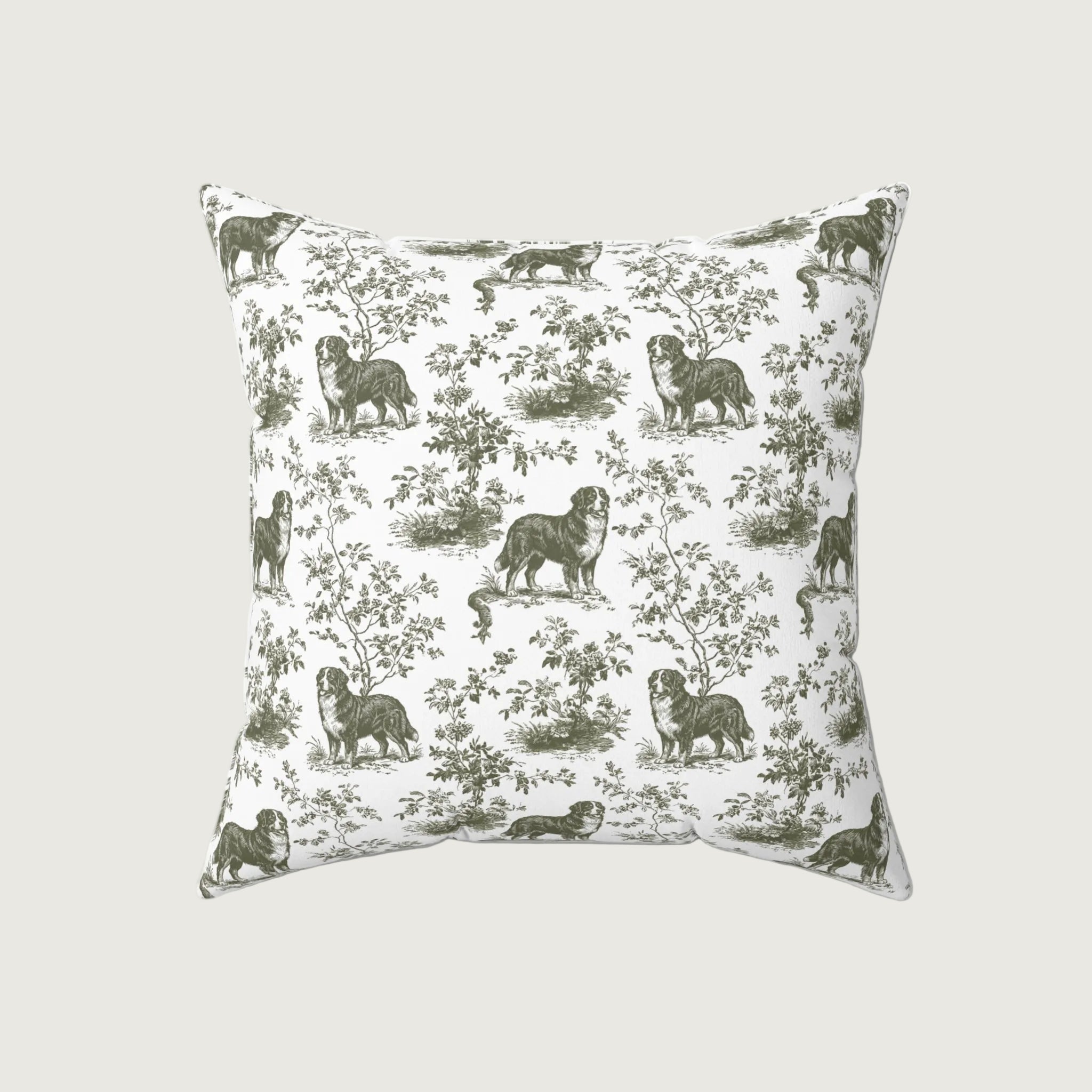 Dog Sage Green French Toile Pillow