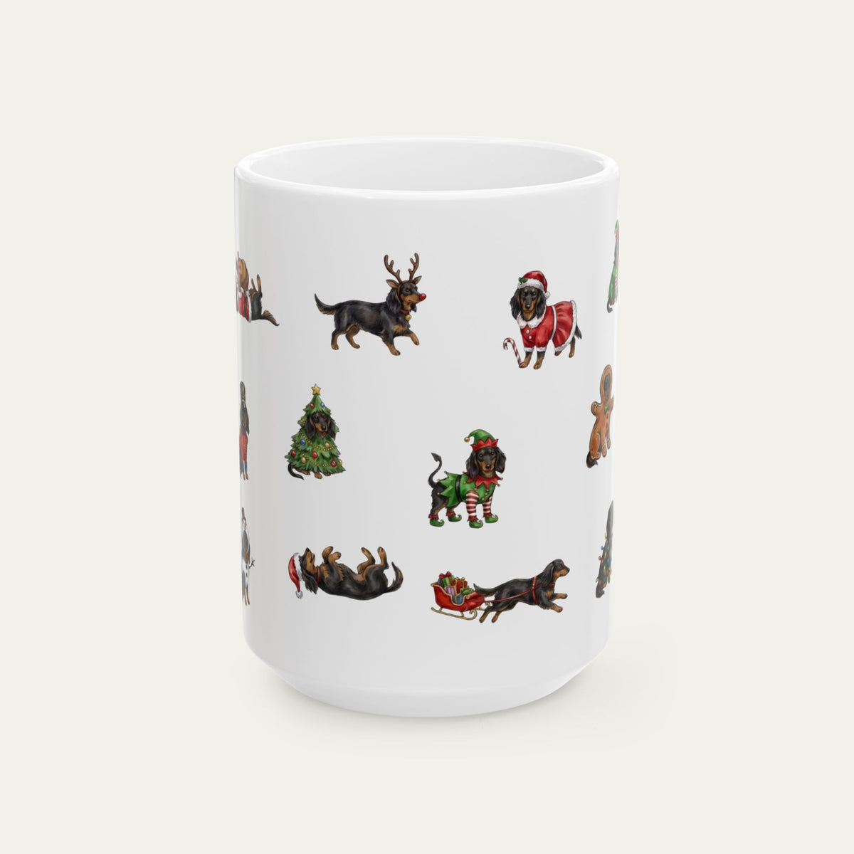 Dachshund LH Black and Tan Christmas Mug