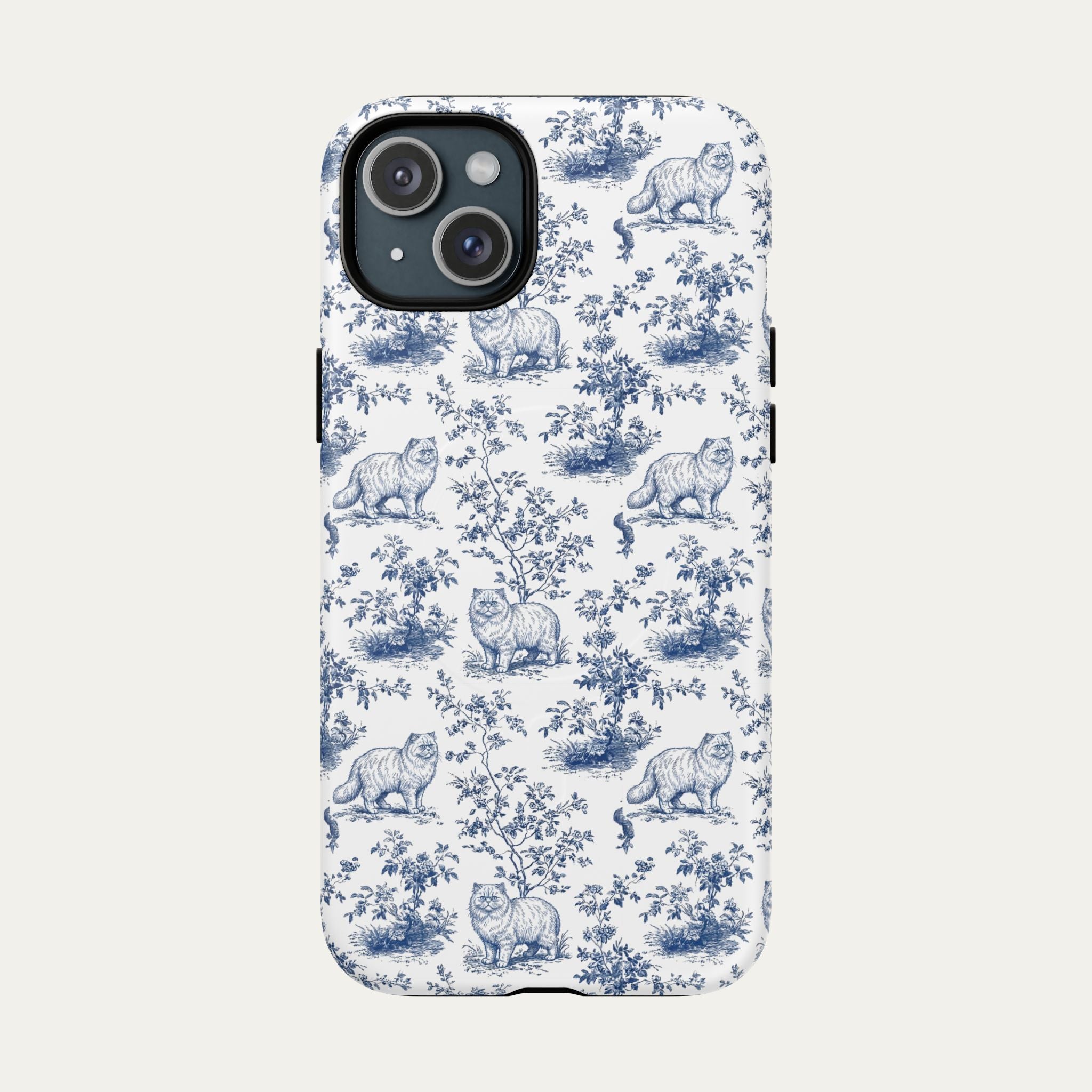 Persian Cat Blue Toile Phone case