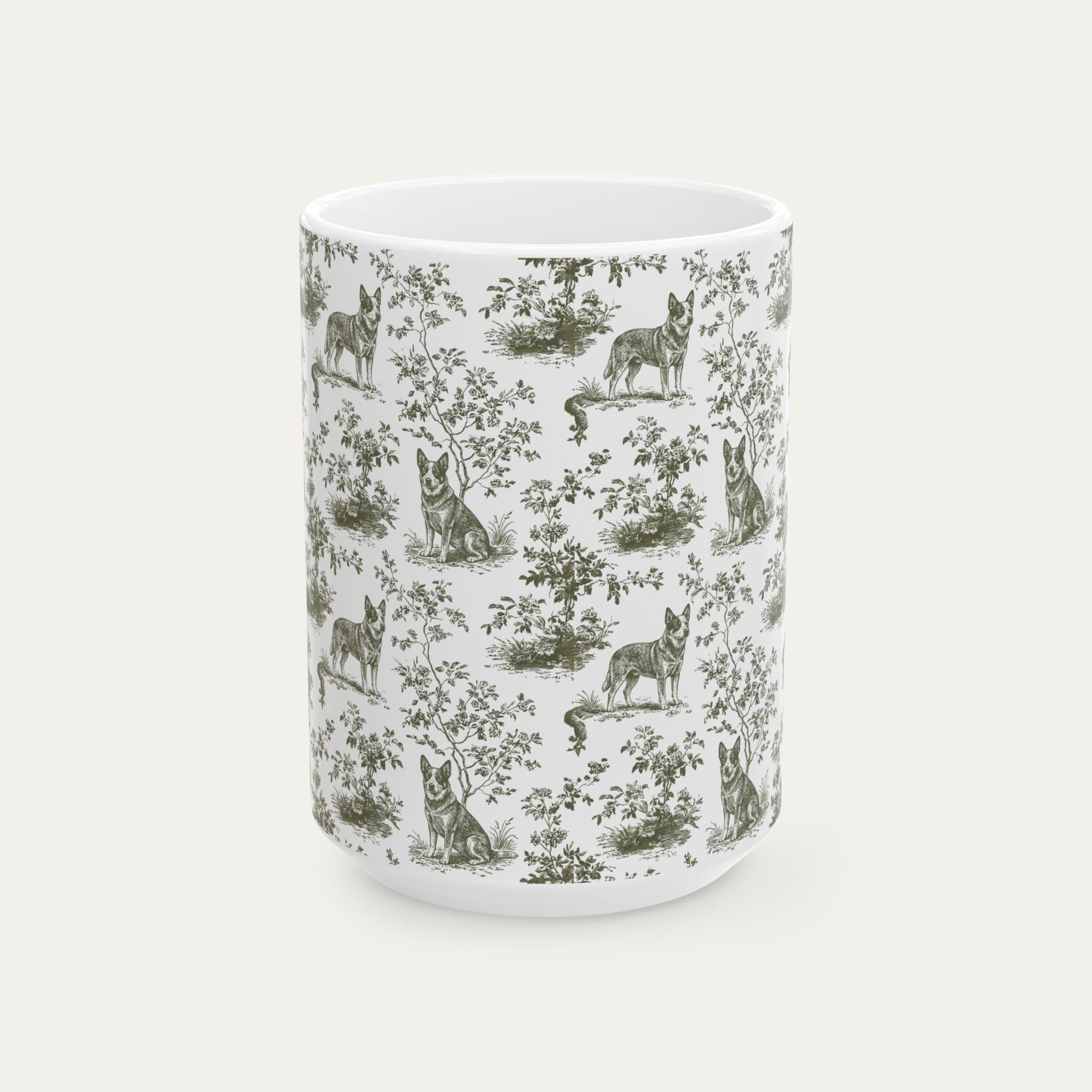 Australian Cattle Dog Sage Green Toile Mug