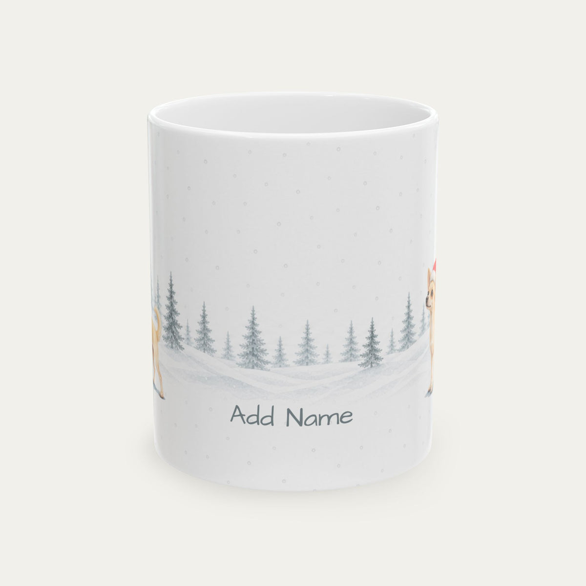 Custom Chihuahua Cream Christmas Santa Hat Mug