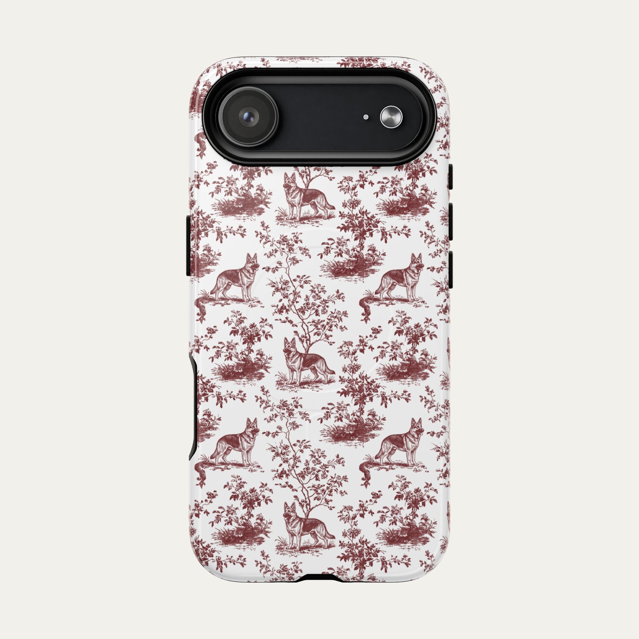 German Shepherd Burgundy Toile phone Case