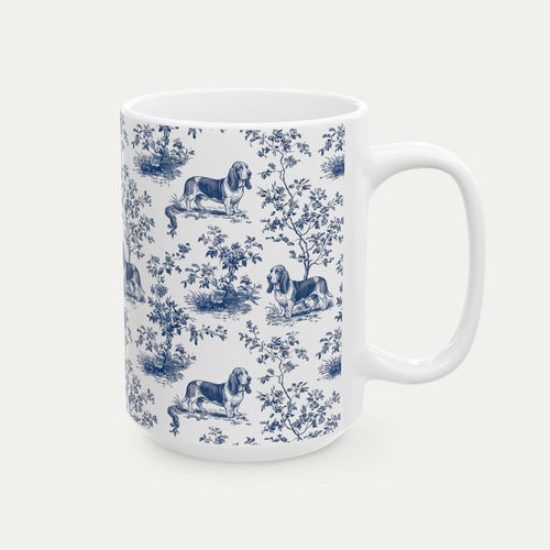 Basset Hound Blue Toile Mug