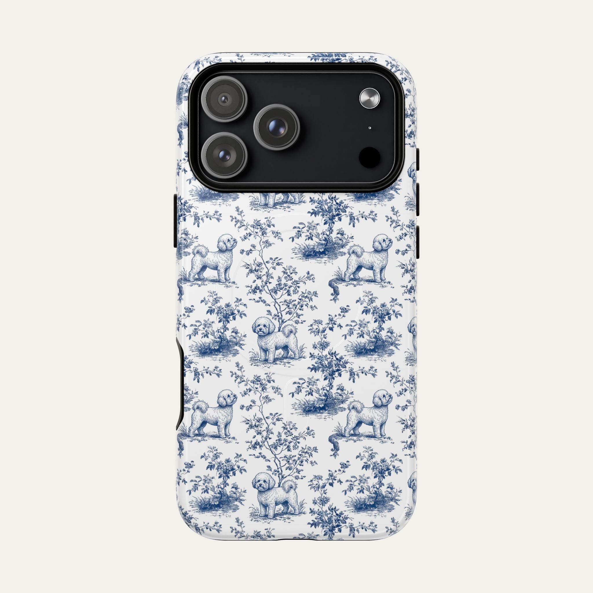 Bichon Frise Blue Toile Phone case