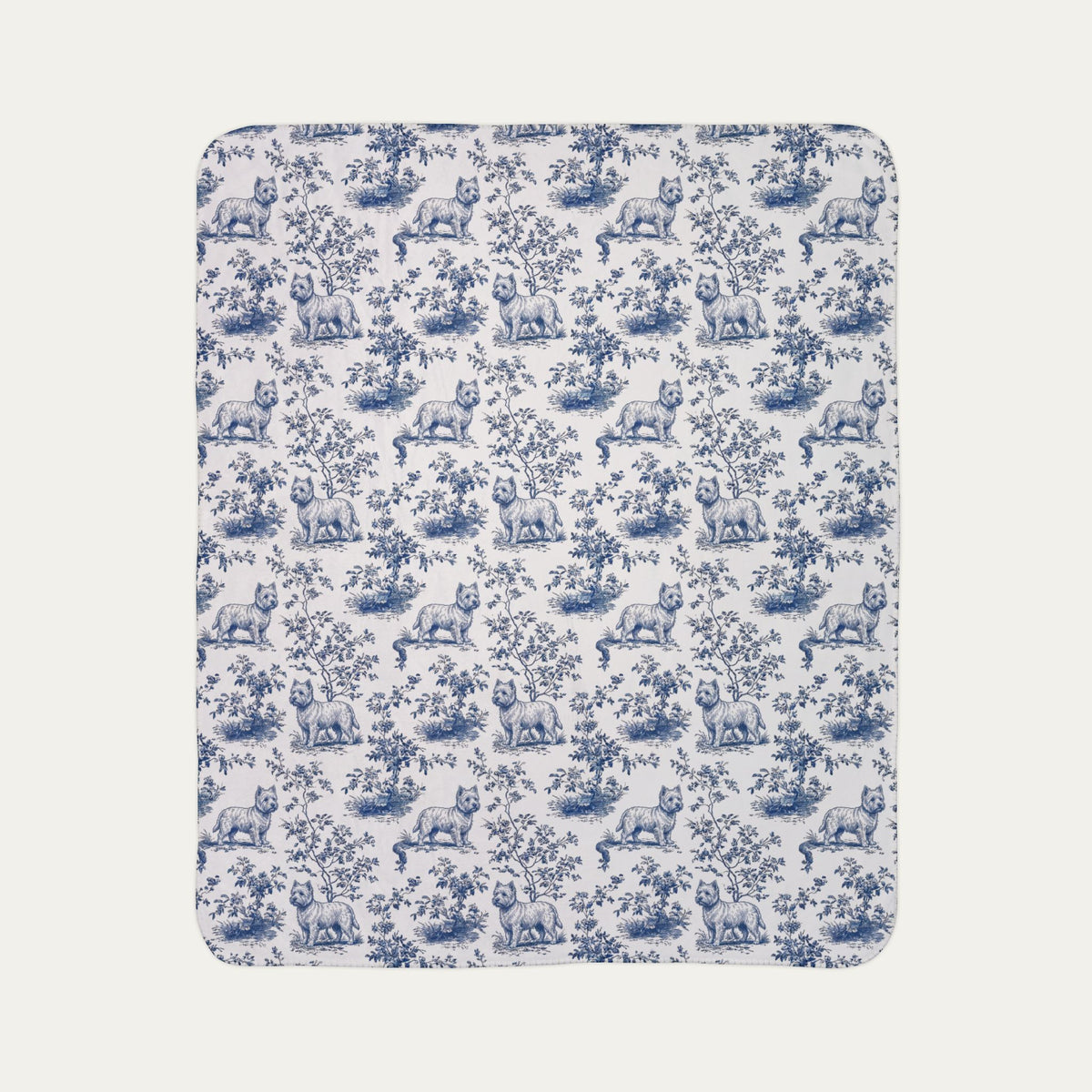Westie Toile De Jouy Fleece Blanket