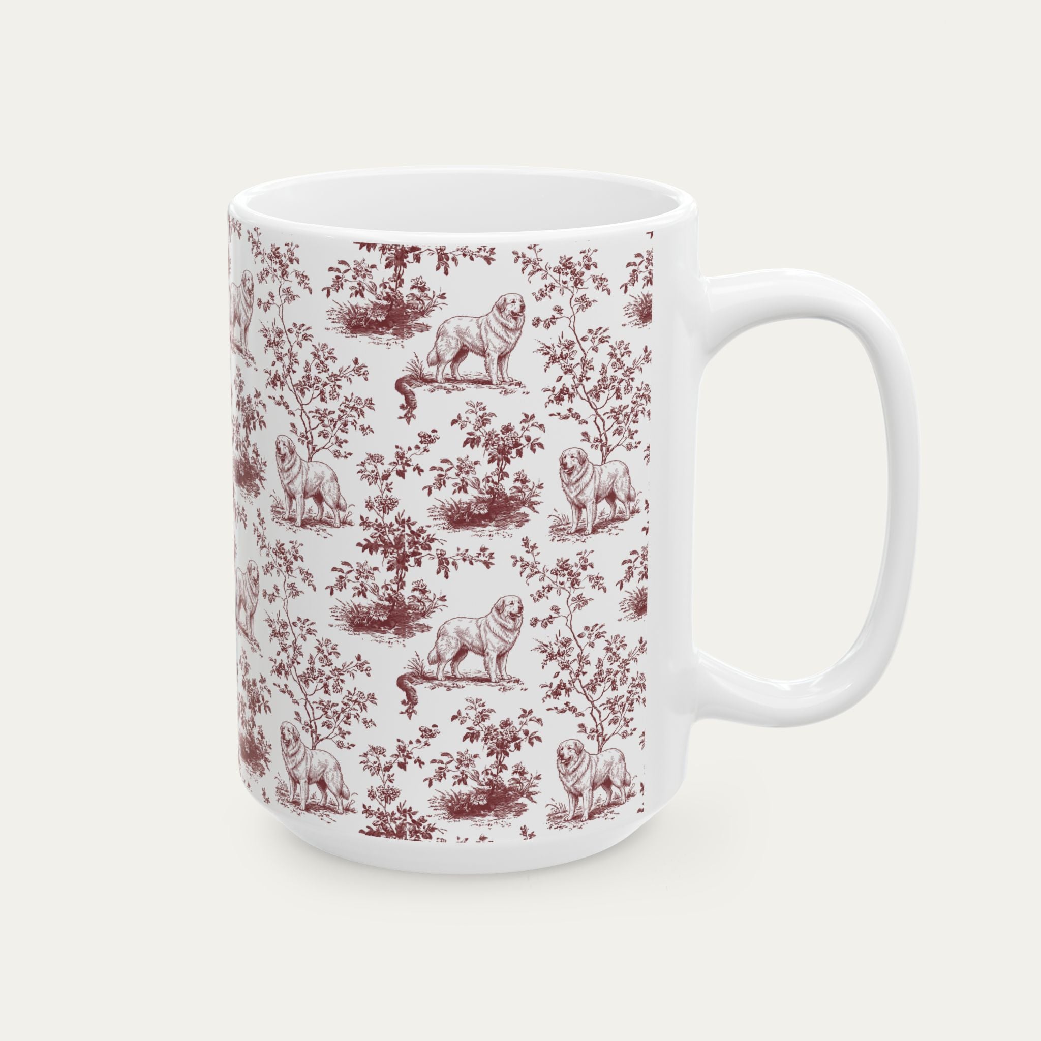 Great Pyrenees Burgundy Toile Mug
