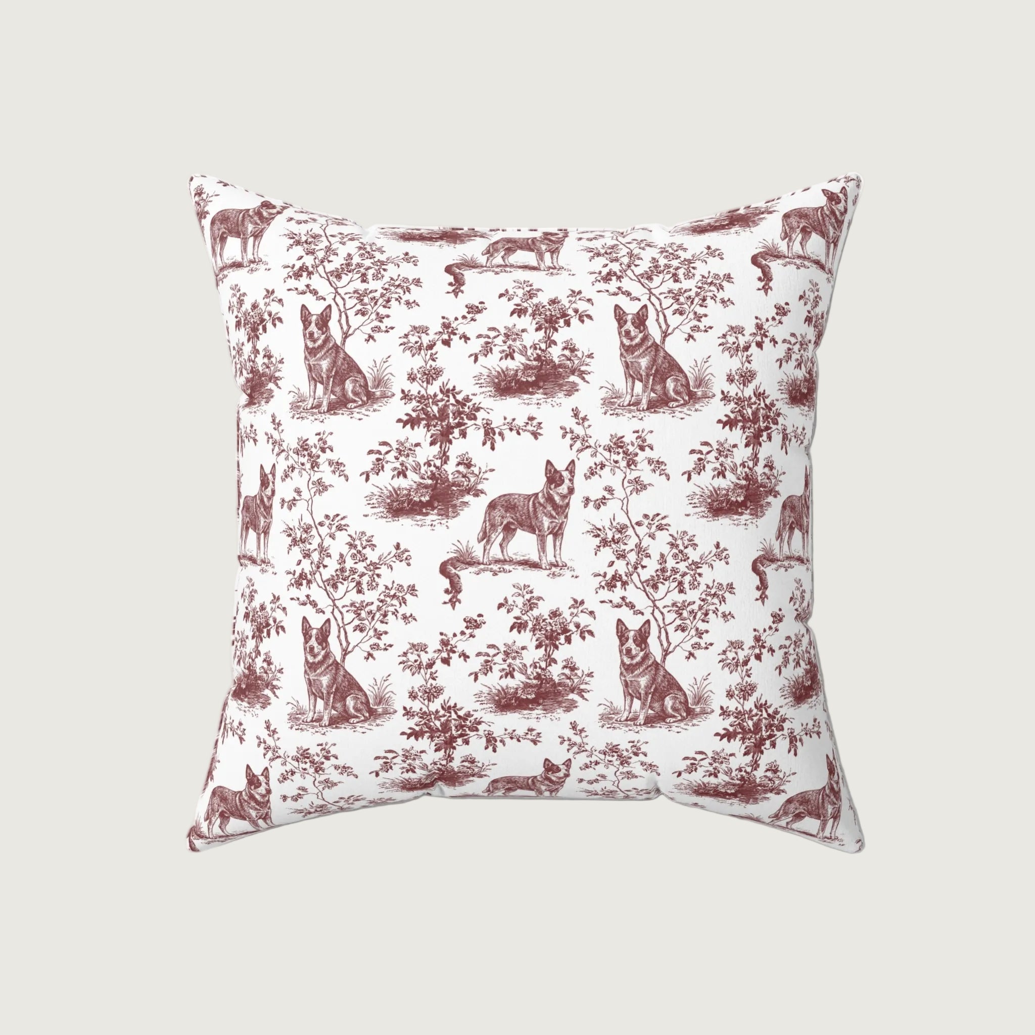 Dog Burgundy French Toile Pillow