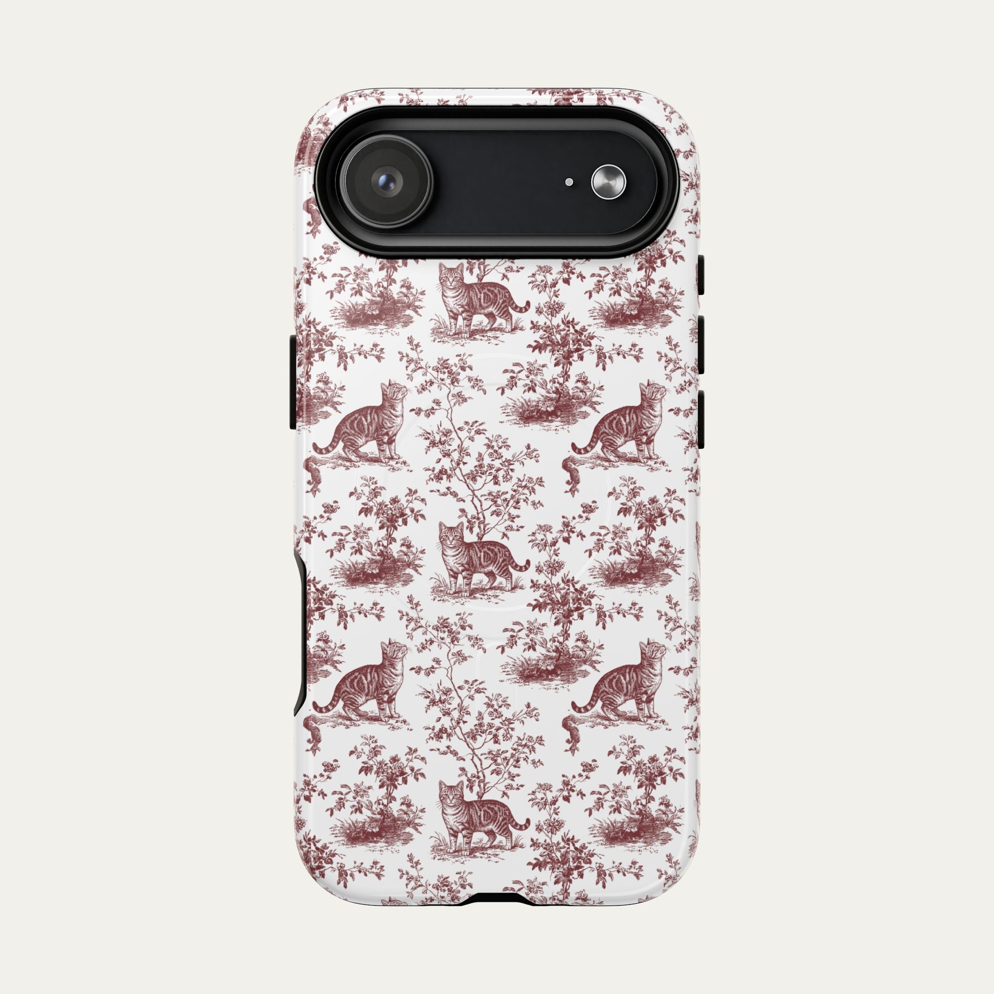 Tabby Cat Burgundy Toile phone Case