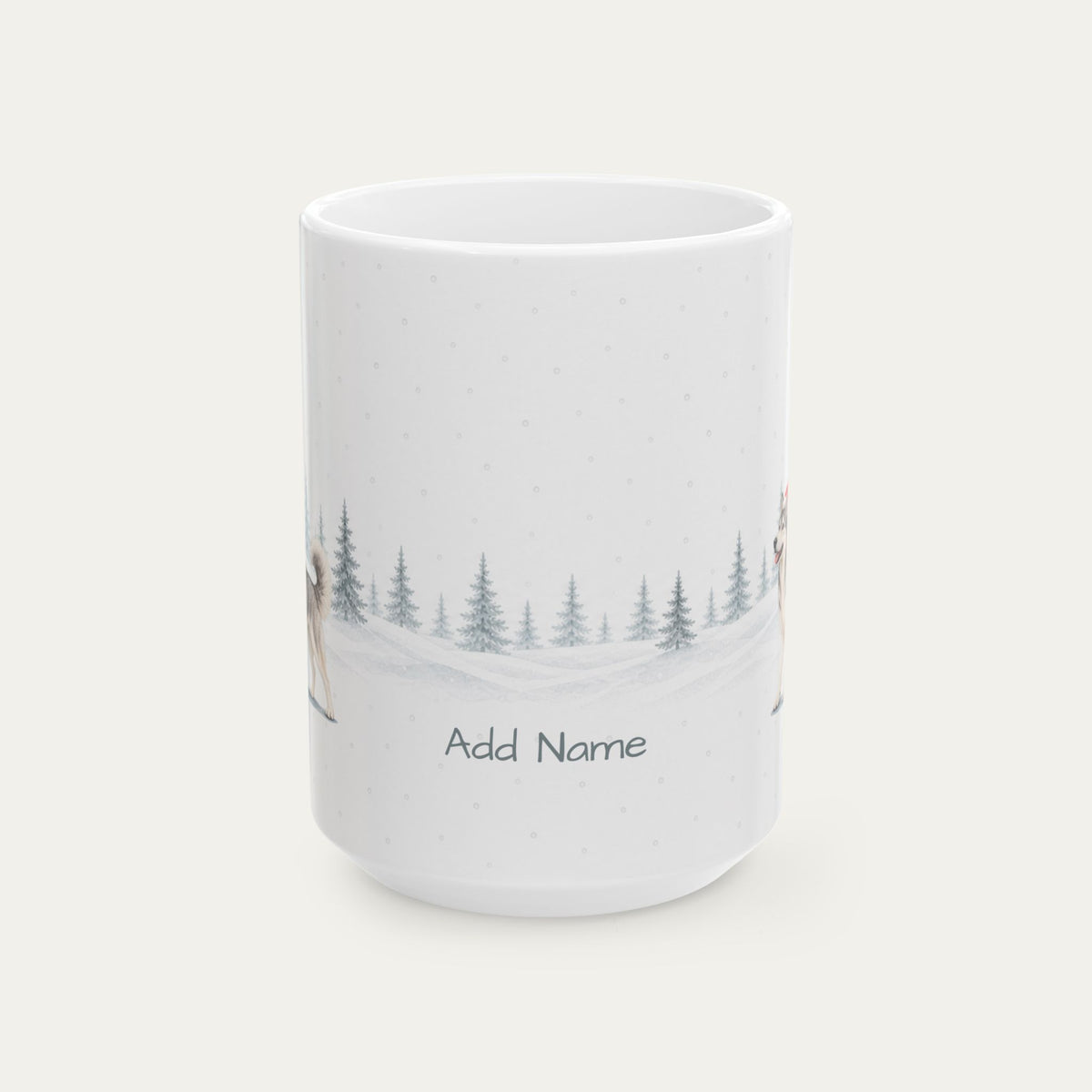Custom Siberian Husky Gray and White Christmas Santa Hat Mug