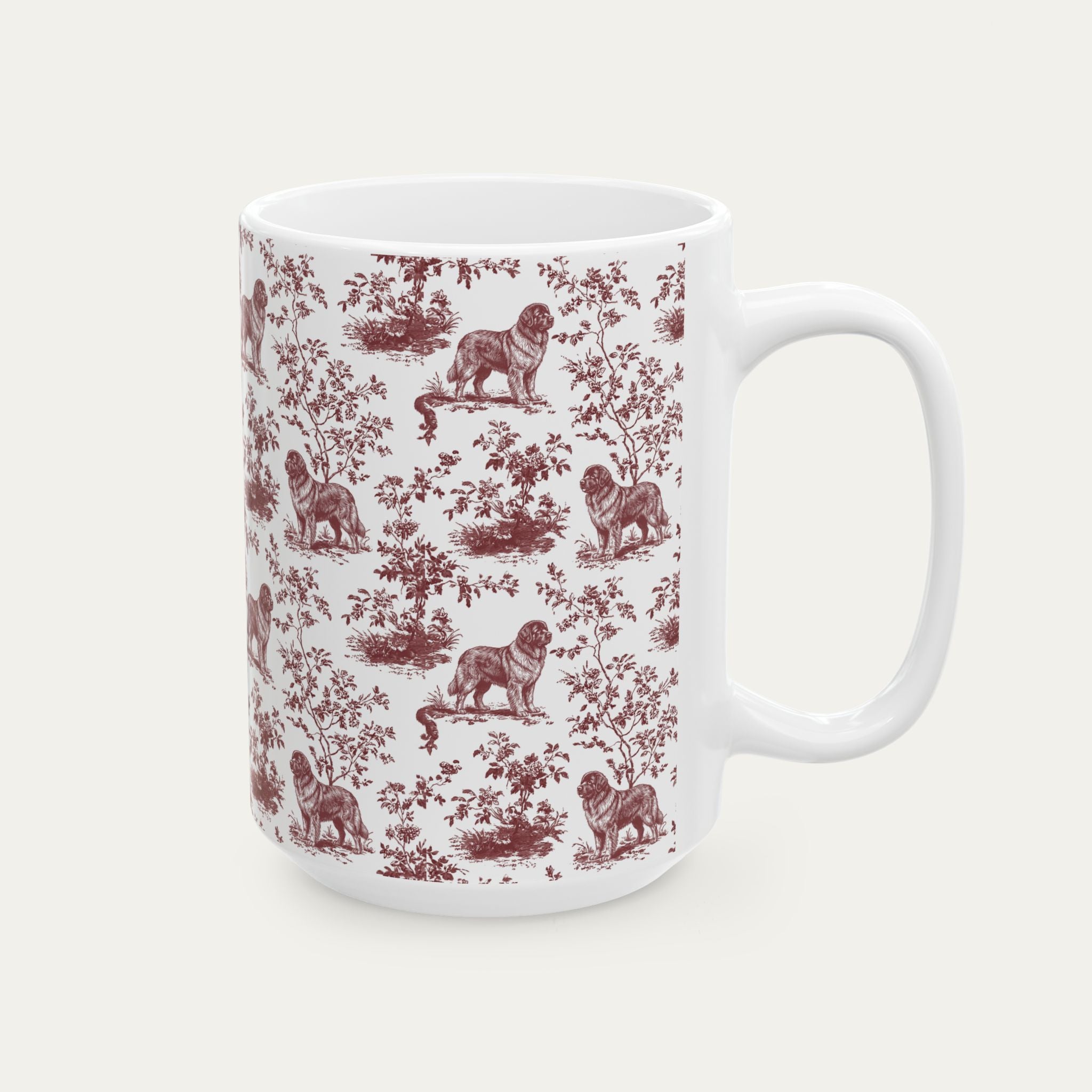 Newfoundland Burgundy Toile Mug