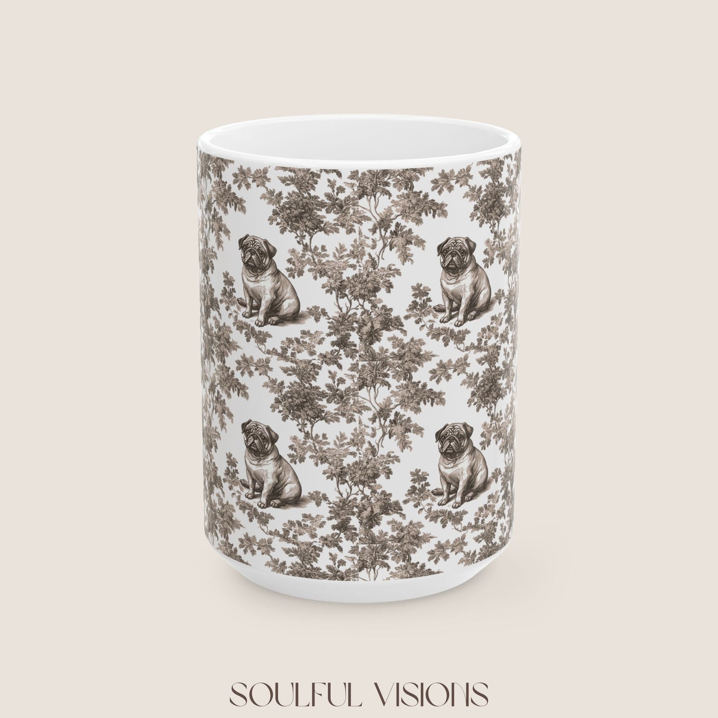 Pug Toile De Jouy Mug